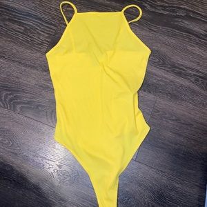 Yellow High Neck Bodysuit